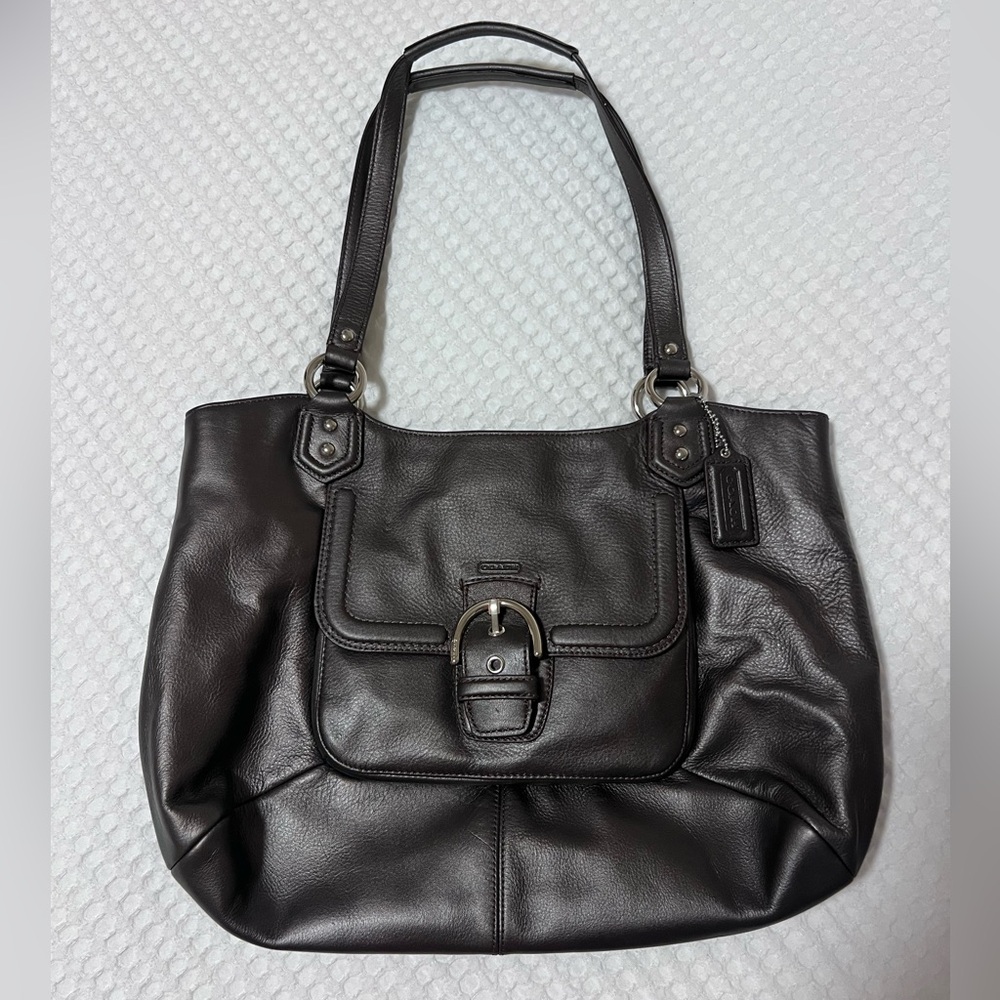 Coach Campbell Belle Gray Leather Carryall Shoulder Bag